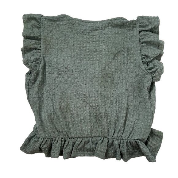 Vintage Green Cottagecore Coquette Ruffle Short Sleeve Cropped Top / XS - Picture 5 of 7